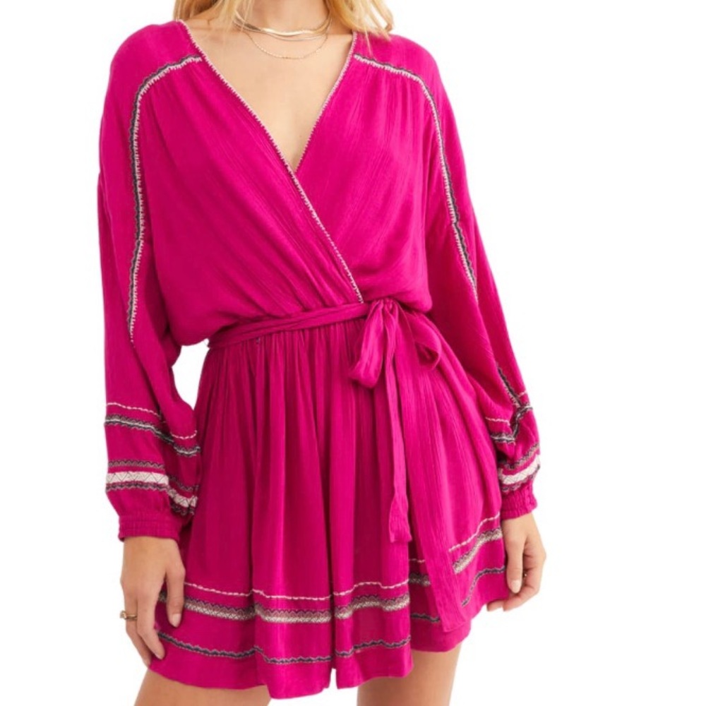 Free People Delilah Embroidered Long Sleeve Dress